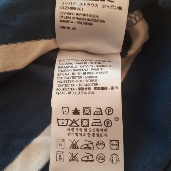 Levi’s Skateboarding Stripe T Shirt Navy Blue White Medium - Picture 5 of 5